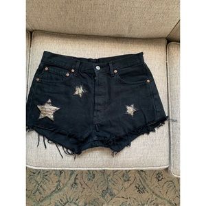 Jean Shorts (Black, Size 33 Waist)